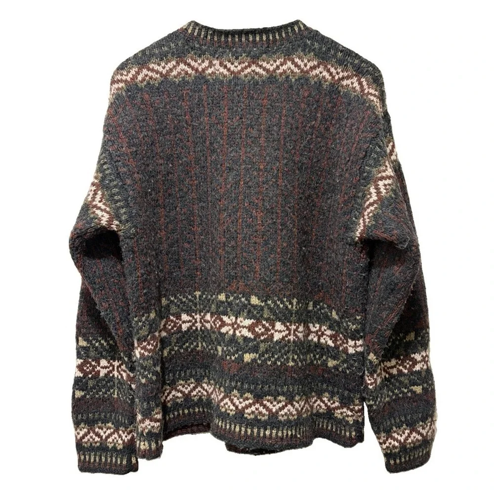 Banana Republic Mens S Fair Isle Sweater Lambswool Wool Nordic Crewneck Pullover